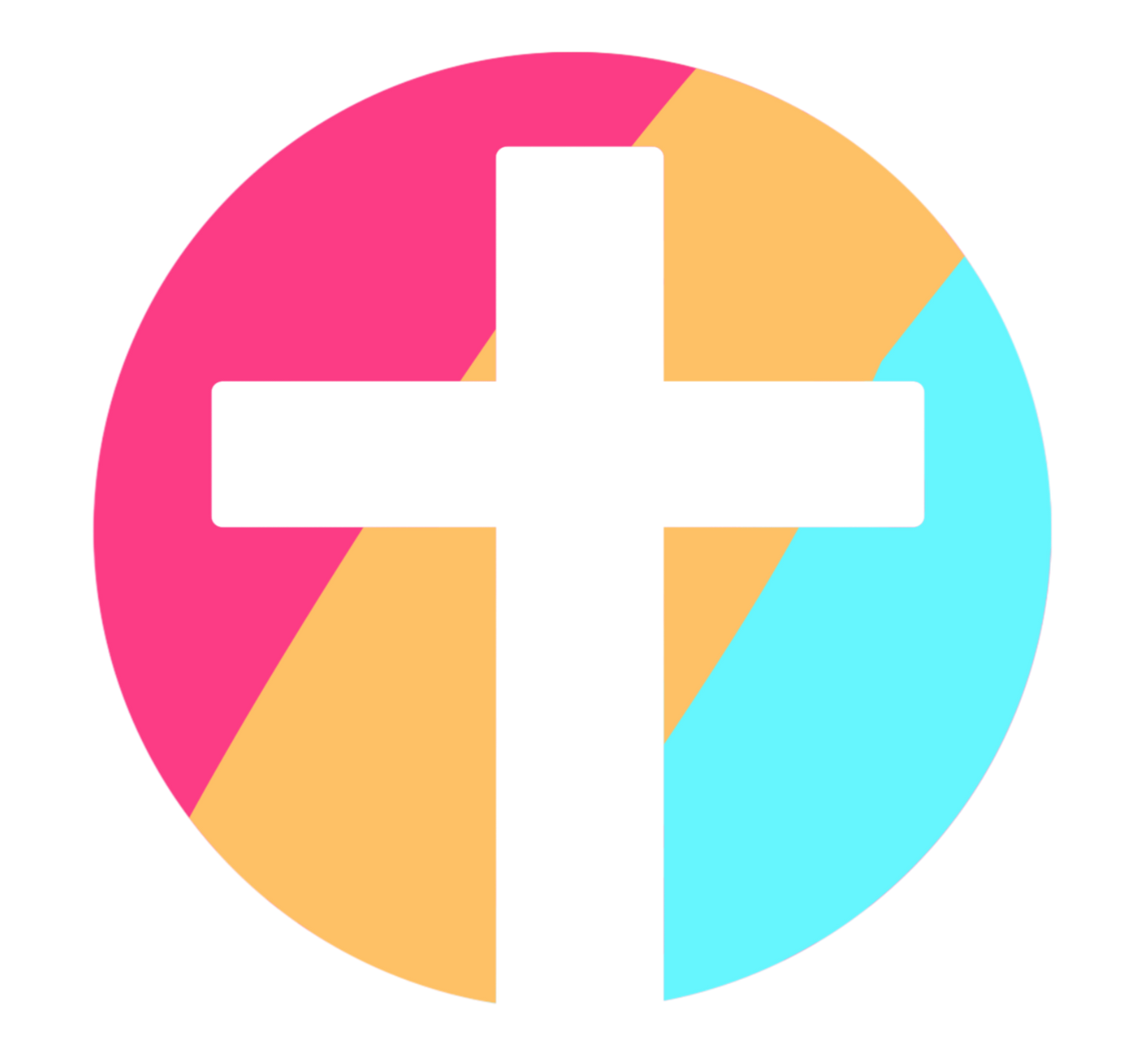 Colorful circle with a white cross in the center on a white background