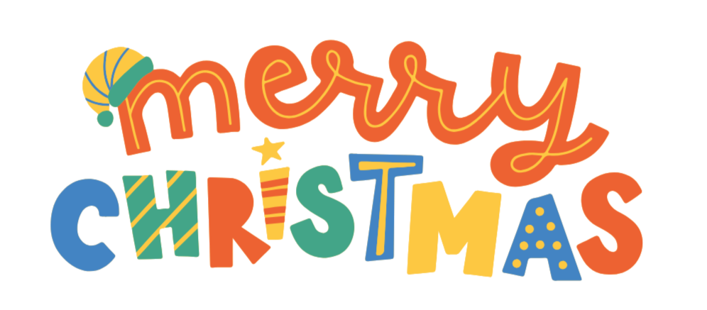 Colorful 'Merry Christmas' text on a white background
