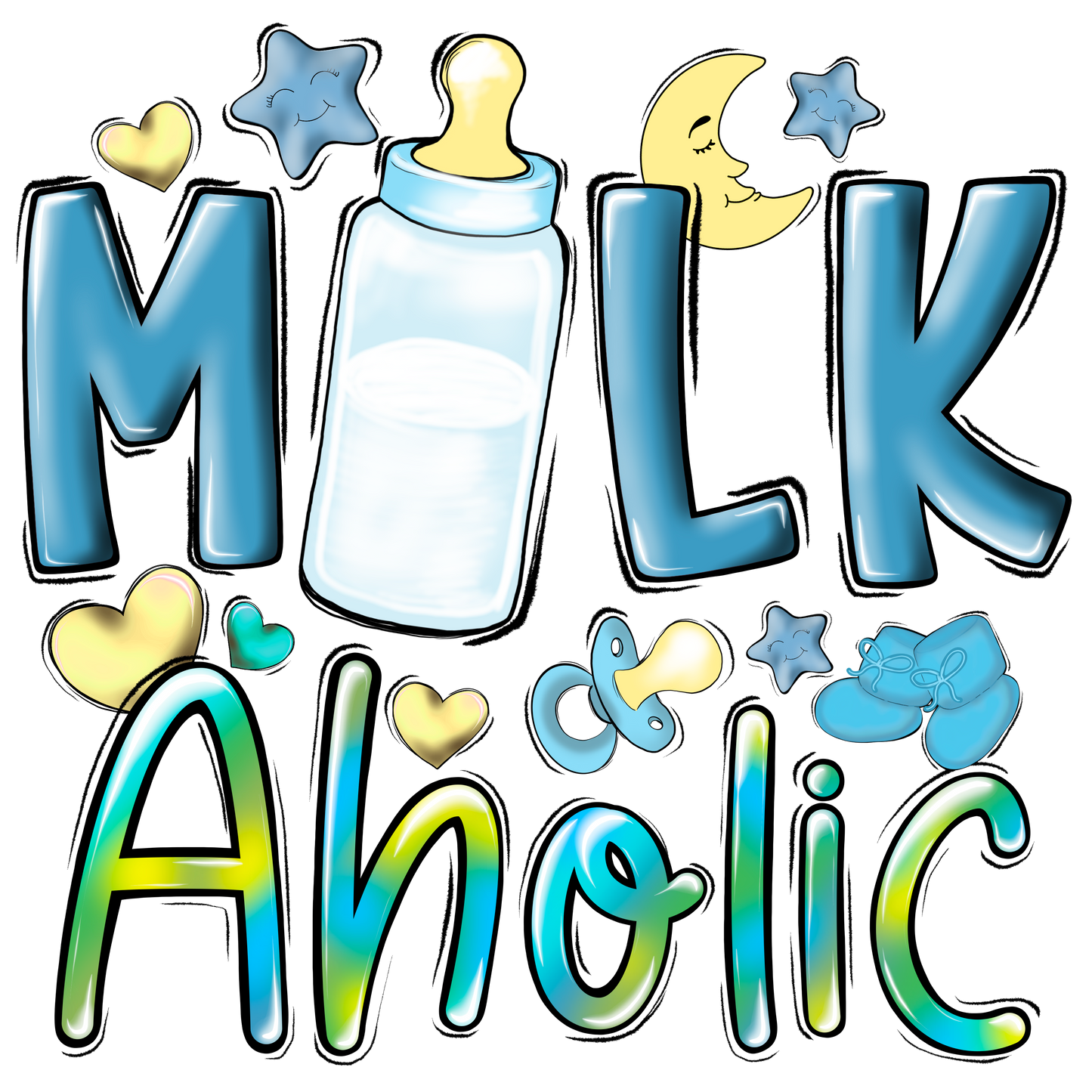 #278 - Milk Aholic Pink/Blue - DTF Transfer