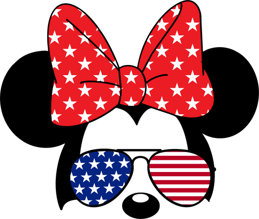 #196 - July 4th Minnie w/ Shades - DTF Transfer