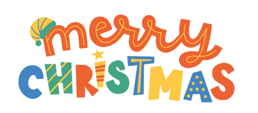 Colorful 'Merry Christmas' text on a white background