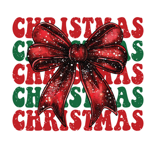 Red bow with 'Christmas' text on a white background