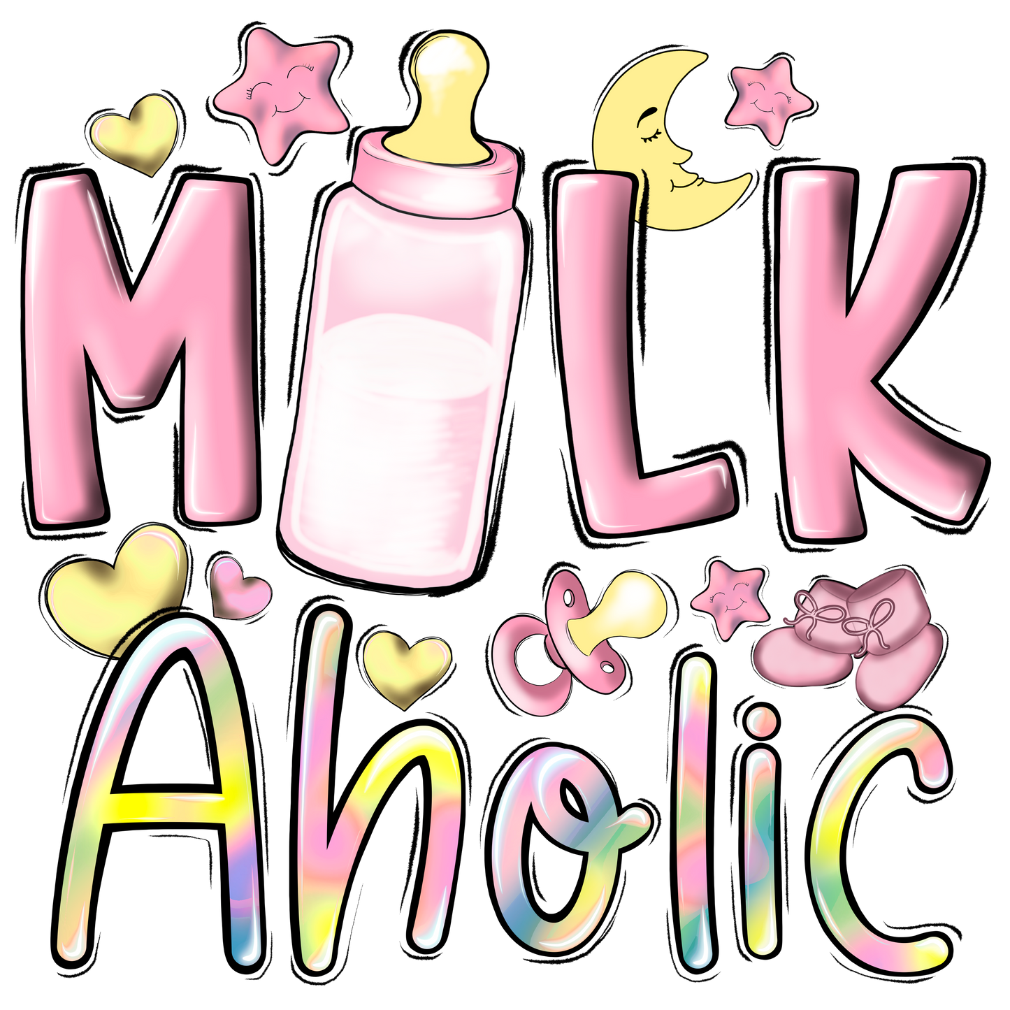 #278 - Milk Aholic Pink/Blue - DTF Transfer